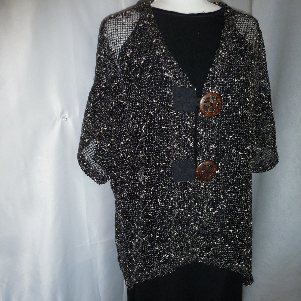 Unique Mirror Image knitted front button tunic top